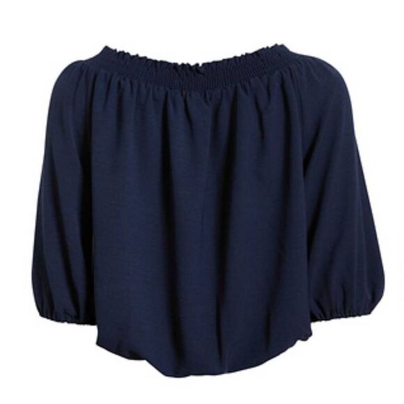 Veronica M The Daily Look Navy Off The Shoulder Blouse size 1X - Picture 3 of 5